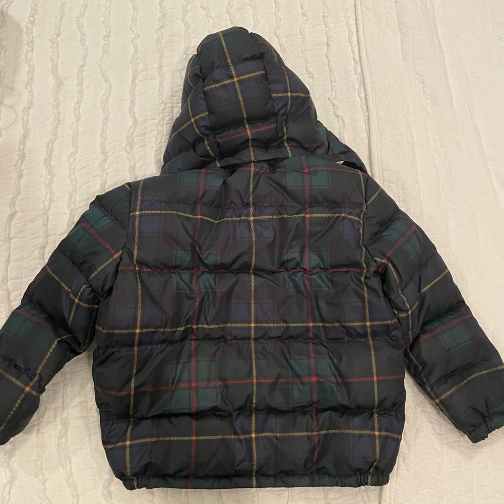 Polo by Ralph Lauren Boys Plaid Hooded Puffer Jacket - Navy Green Red